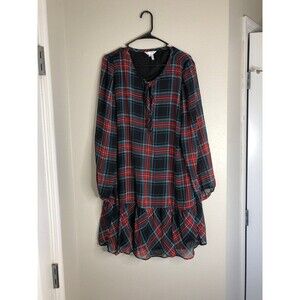 Draper James Black and Red Plaid Midi Dress